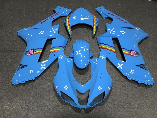 Azul Claro Personalizado 2007-2008 ZX6R Carenados Moto Azul Claro Personalizado 2007-2008 ZX6R Carenados Moto