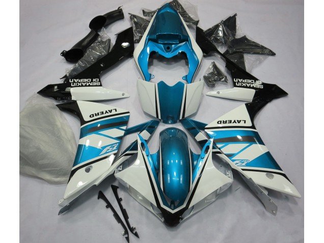 Blanco Brillante & Azul Claro 2007-2008 R1 Carenados Moto