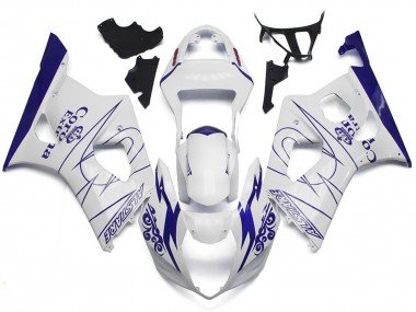Blanco Corona Estilo Personalizado 2003-2004 GSXR 1000 Carenados Moto