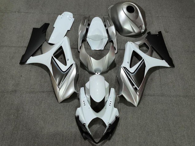 Blanco Plateado Personalizado Con Negro 2007-2008 GSXR 1000 Carenados Moto Blanco Plateado Personalizado Con Negro 2007-2008 GSXR 1000 Carenados Moto
