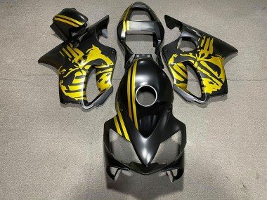 Cráneo Negro Mate & Dorado 2001-2003 CBR600 F4i Carenados Moto