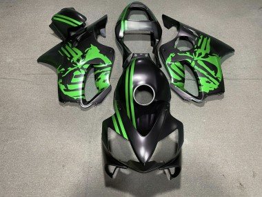 Cráneo Negro Mate & Verde 2001-2003 CBR600 F4i Carenados Moto