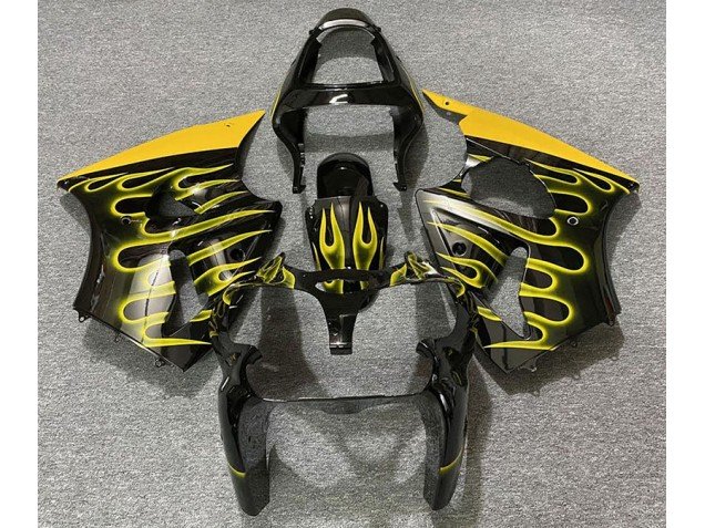 Negro Brillante & Amarillo Llama 2000-2002 ZX6R Carenados Moto