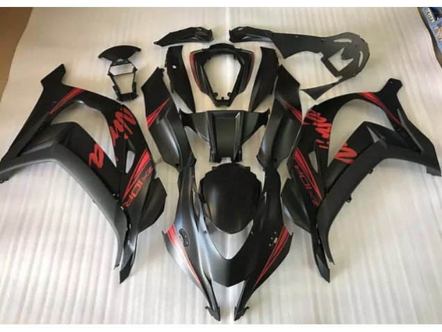 Negro Satinado & Rojo 2016-2019 ZX10R Carenados Moto Negro Satinado & Rojo 2016-2019 ZX10R Carenados Moto