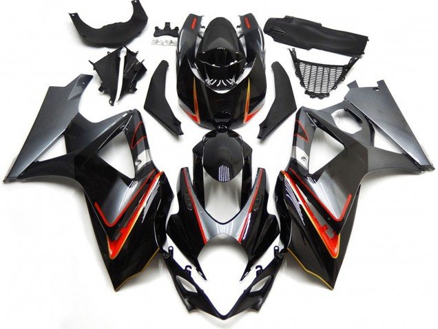 Plata & Negro Con Rojo 2007-2008 GSXR 1000 Carenados Moto Plata & Negro Con Rojo 2007-2008 GSXR 1000 Carenados Moto