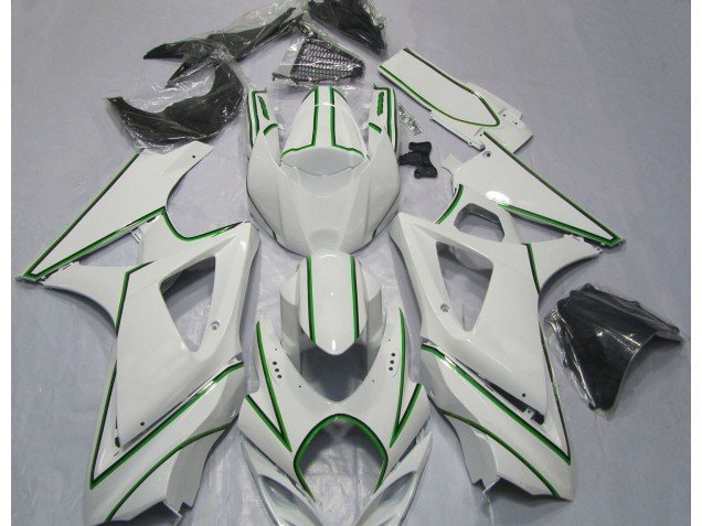 Raya Pin Verde Blanco Brillante 2007-2008 GSXR 1000 Carenados Moto Raya Pin Verde Blanco Brillante 2007-2008 GSXR 1000 Carenados Moto