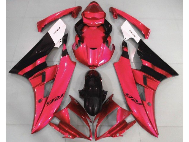 Rojo Brillante & Negro 2006-2007 R6 Carenados Moto