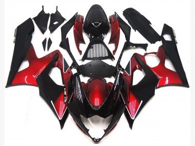 Rojo Granate & Negro Brillante 2005-2006 GSXR 1000 Carenados Moto
