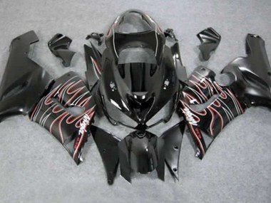Rojo Negro Llama 2005-2006 ZX6R Carenados Moto