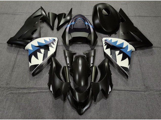 Tiburón Negro Mate & Azul Claro 2004-2005 ZX10R Carenados Moto Tiburón Negro Mate & Azul Claro 2004-2005 ZX10R Carenados Moto