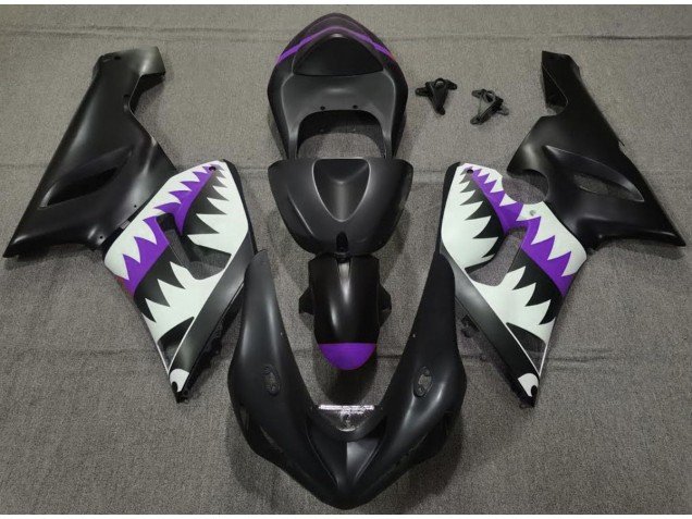 Tiburón Negro Mate & Morado 2005-2006 ZX6R Carenados Moto