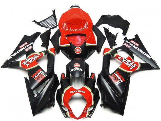 Vibrante Negro Mate Personalizado Lucky Strike 2007-2008 GSXR 1000 Carenados Moto Vibrante Negro Mate Personalizado Lucky Strike 2007-2008 GSXR 1000 Carenados Moto